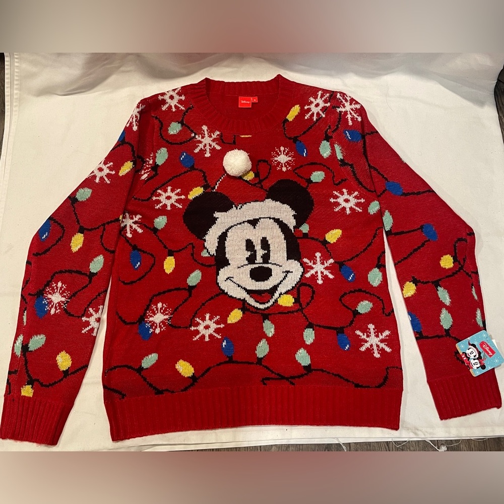Disney Red Mickey Mouse Holiday Sweater